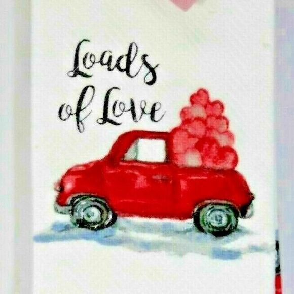 Envogue Loads of Love Valentine's Day Kitchen Towels Hearts in Truck 2pc Gift - Picture 2 of 3